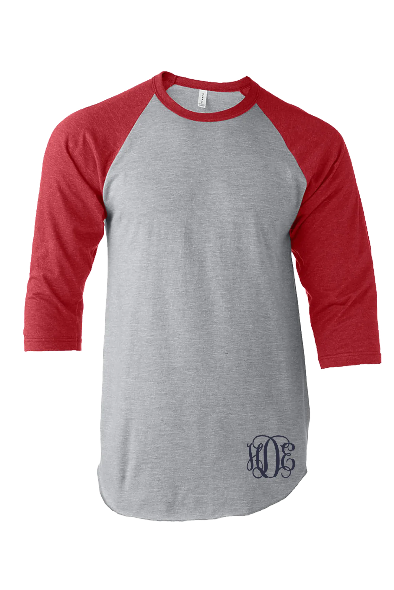 Tultex Unisex Fine Jersey Raglan Tee, Heather Gray/Heather Red *Personalize It!