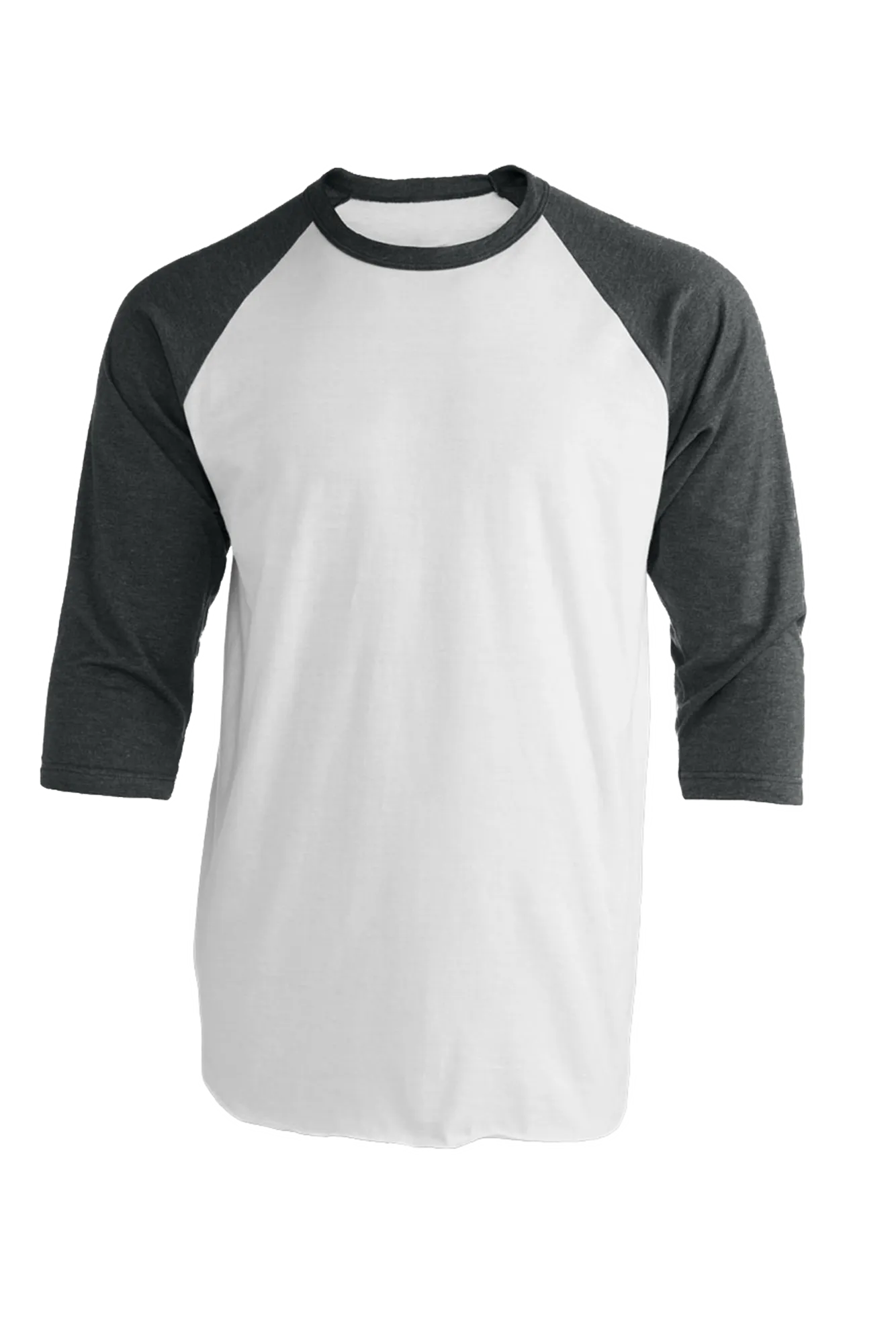 Tultex Unisex Fine Jersey Raglan Tee, White/Heather Charcoal *Personalize It!