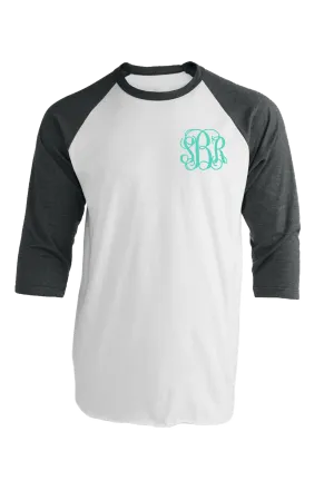 Tultex Unisex Fine Jersey Raglan Tee, White/Heather Charcoal *Personalize It!