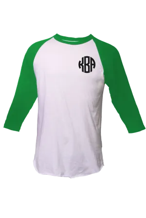 Tultex Unisex Fine Jersey Raglan Tee, White/Kelly *Personalize It!