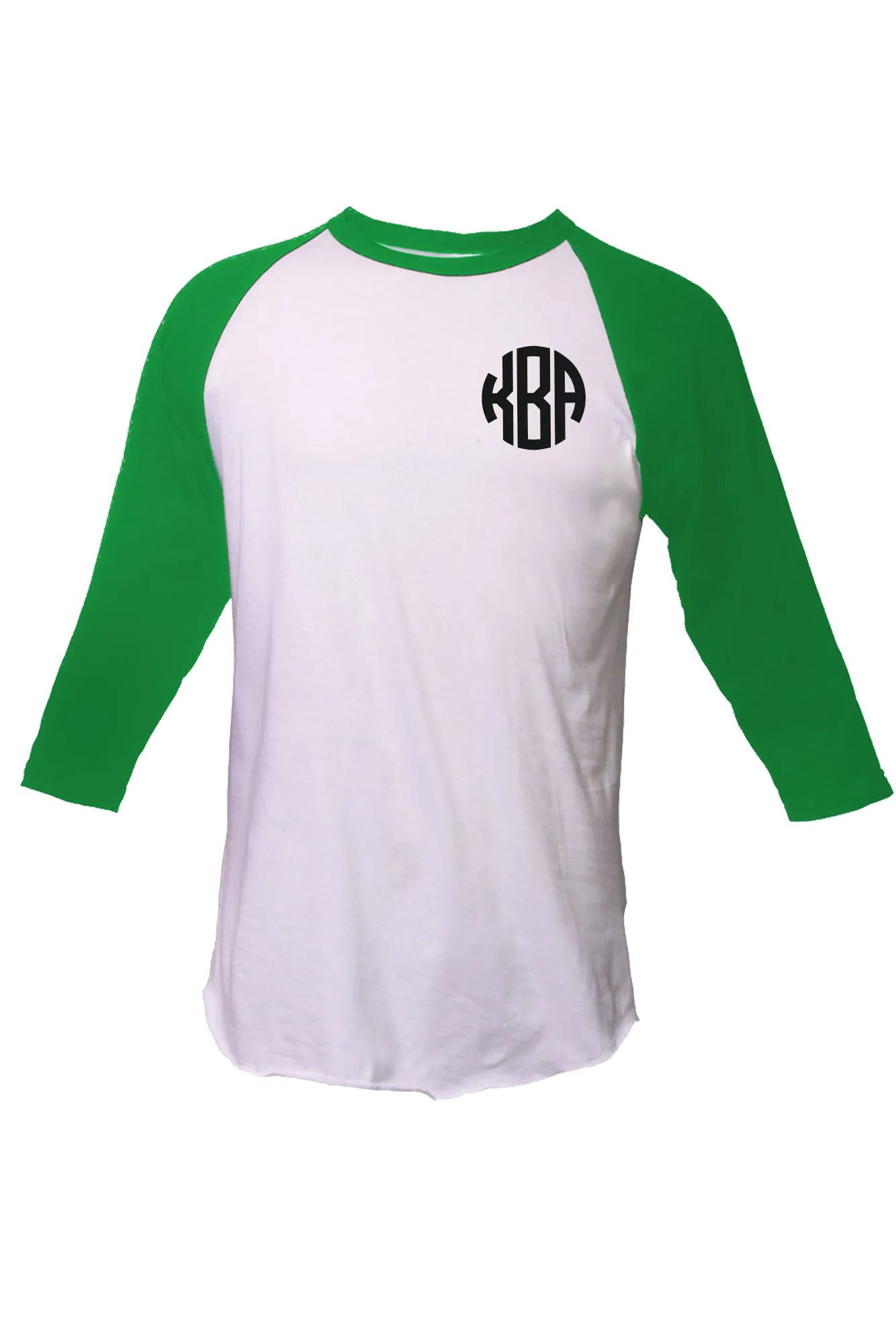 Tultex Unisex Fine Jersey Raglan Tee, White/Kelly *Personalize It!