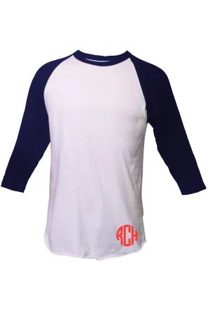 Tultex Unisex Fine Jersey Raglan Tee, White/Navy *Personalize It!
