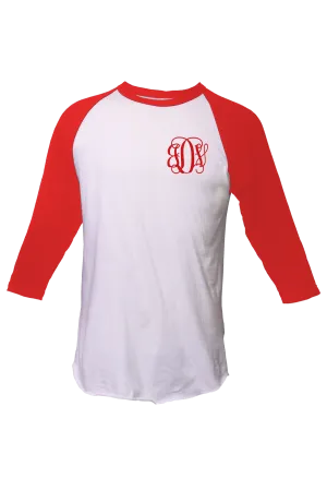 Tultex Unisex Fine Jersey Raglan Tee, White/Red *Personalize It!