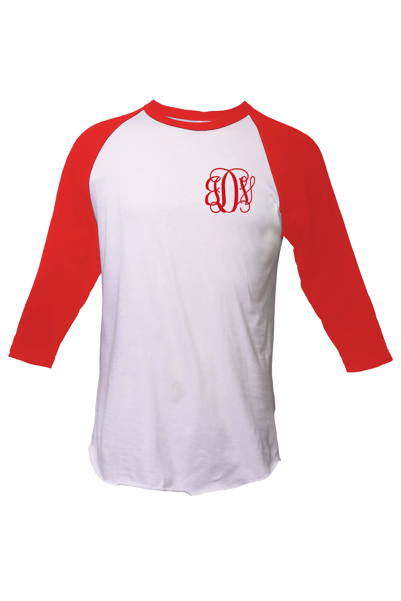 Tultex Unisex Fine Jersey Raglan Tee, White/Red *Personalize It!