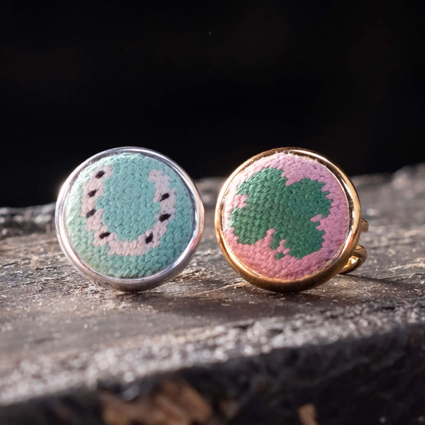Turquoise and Silver Horseshoe Needlepoint Ring