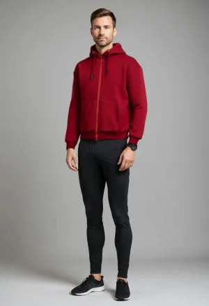 Unisex Sweat Jacket Loose Fit Solid Burgundy