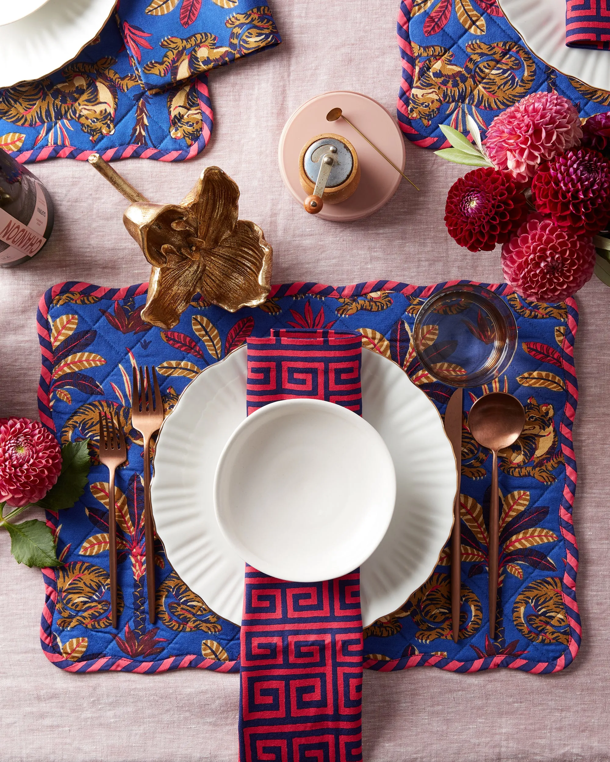 Untamed Tiger - Quilted Scalloped Placemat Set - Grape Soda