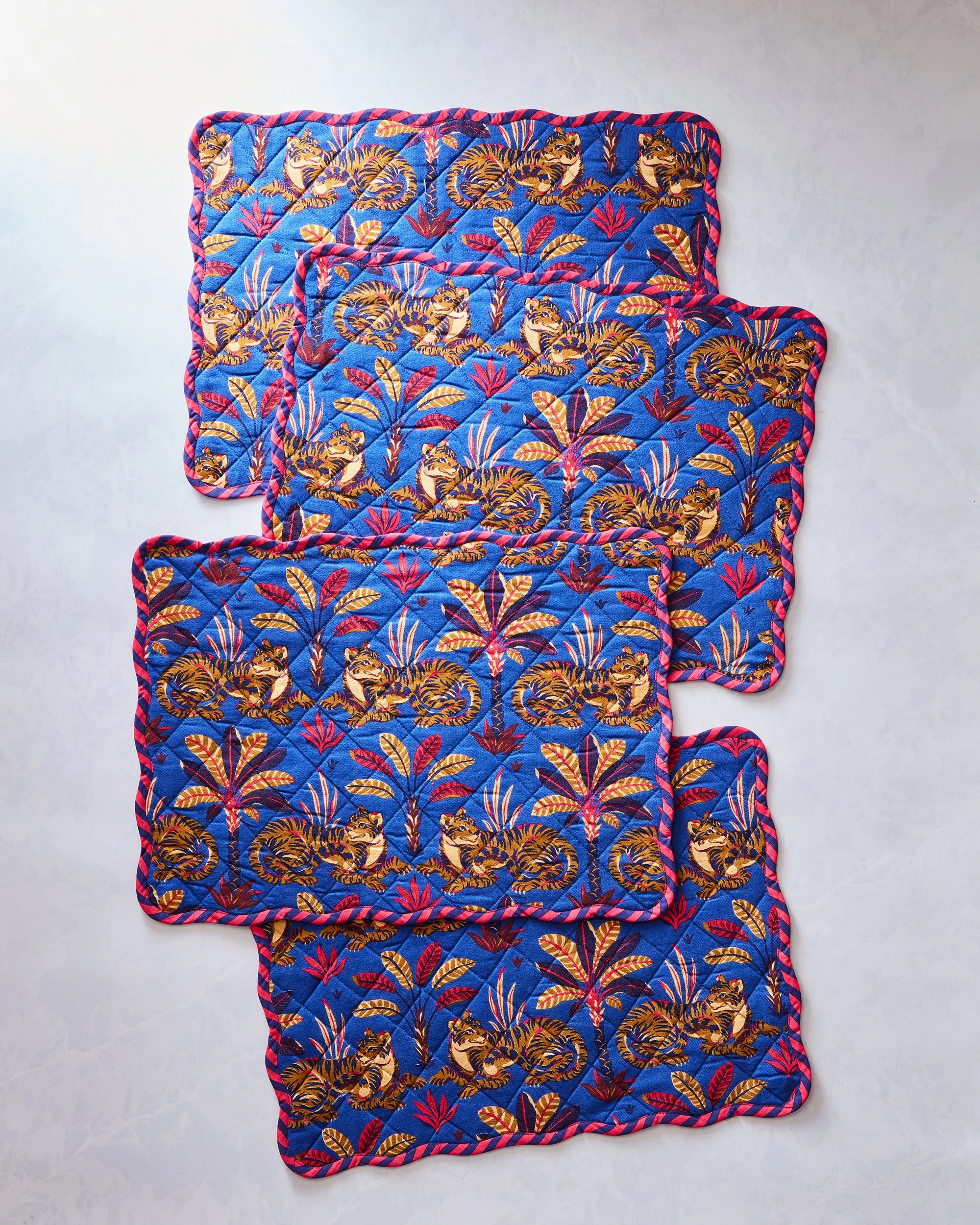 Untamed Tiger - Quilted Scalloped Placemat Set - Grape Soda