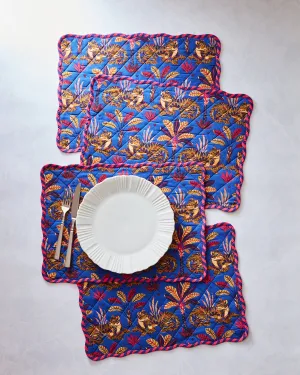 Untamed Tiger - Quilted Scalloped Placemat Set - Grape Soda