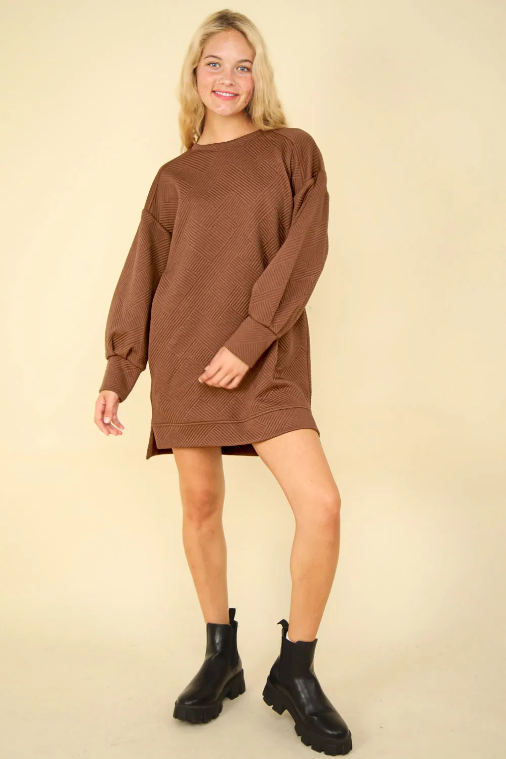 Valerie Long Sleeve Textured Dress