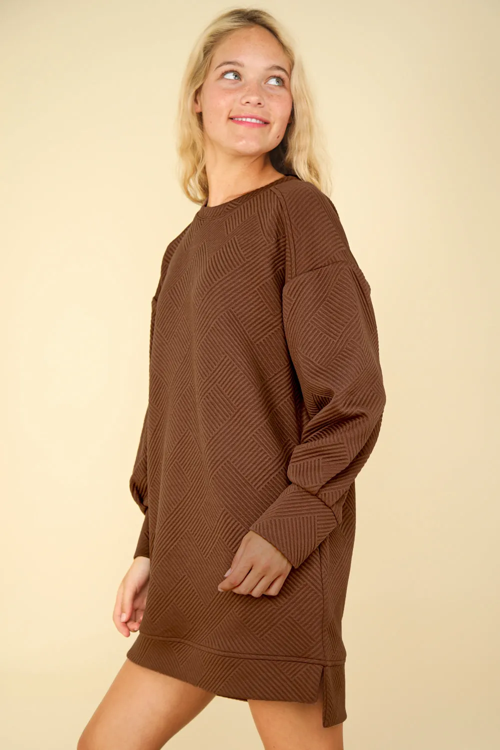 Valerie Long Sleeve Textured Dress