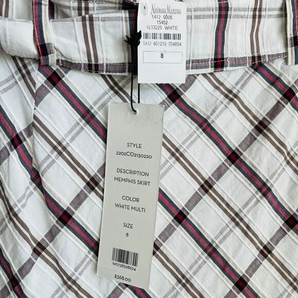 Veronica Beard White Plaid Mini Ruffle Wrap Skirt