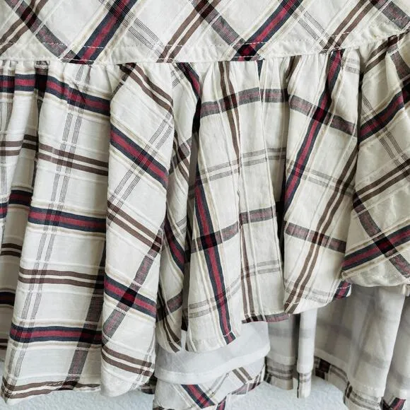 Veronica Beard White Plaid Mini Ruffle Wrap Skirt