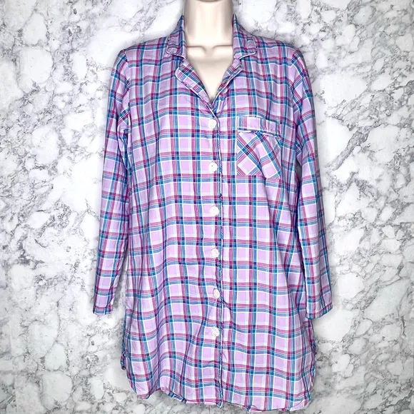 VICTORIAS SECRET Plaid Button Up Pajama Shirt Women’s XS
