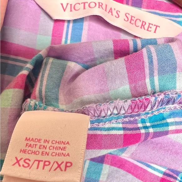 VICTORIAS SECRET Plaid Button Up Pajama Shirt Women’s XS