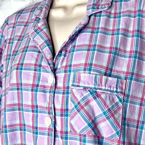 VICTORIAS SECRET Plaid Button Up Pajama Shirt Women’s XS