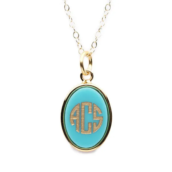 Vineyard Oval Monogram Pendant Necklace by Moon and Lola