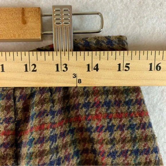 Vintage 100% Wool Plaid Pencil Skirt Union Made Sz L Lined