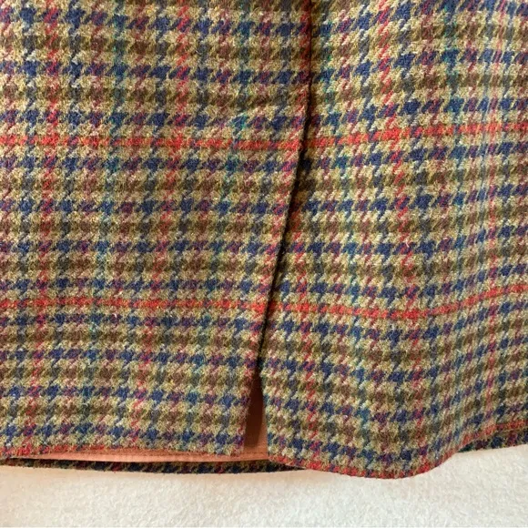 Vintage 100% Wool Plaid Pencil Skirt Union Made Sz L Lined