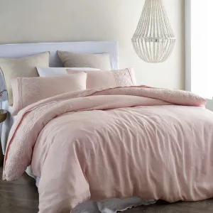 Vintage Design Embroidered Antique Pink Quilt Cover Set