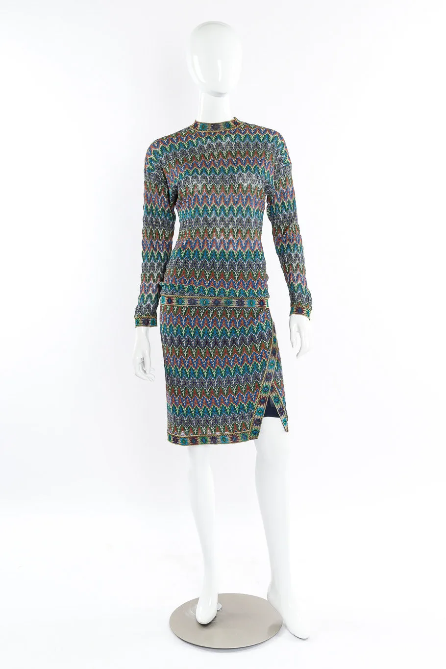 Vintage Knit Top and Wrap Skirt Set
