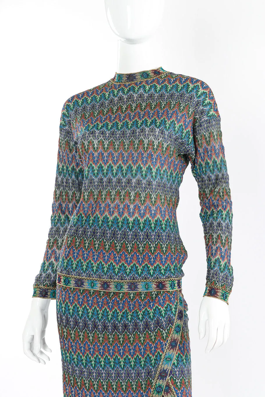 Vintage Knit Top and Wrap Skirt Set