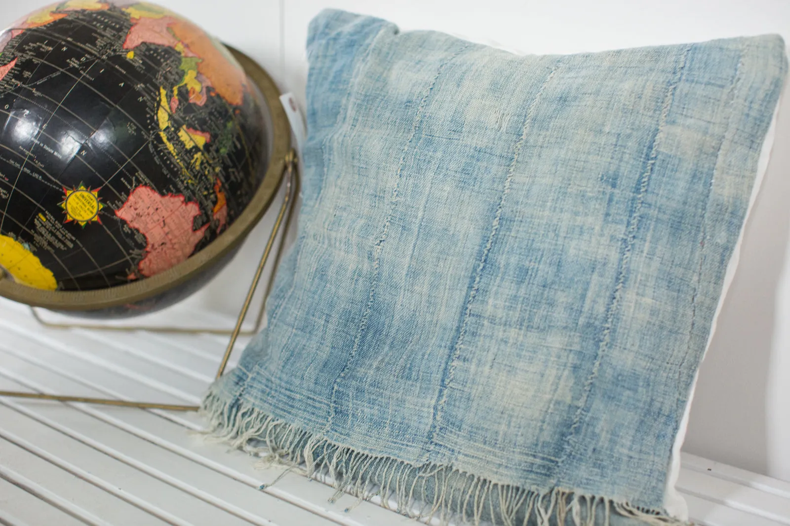 Vintage Light Blue Indigo Pillow