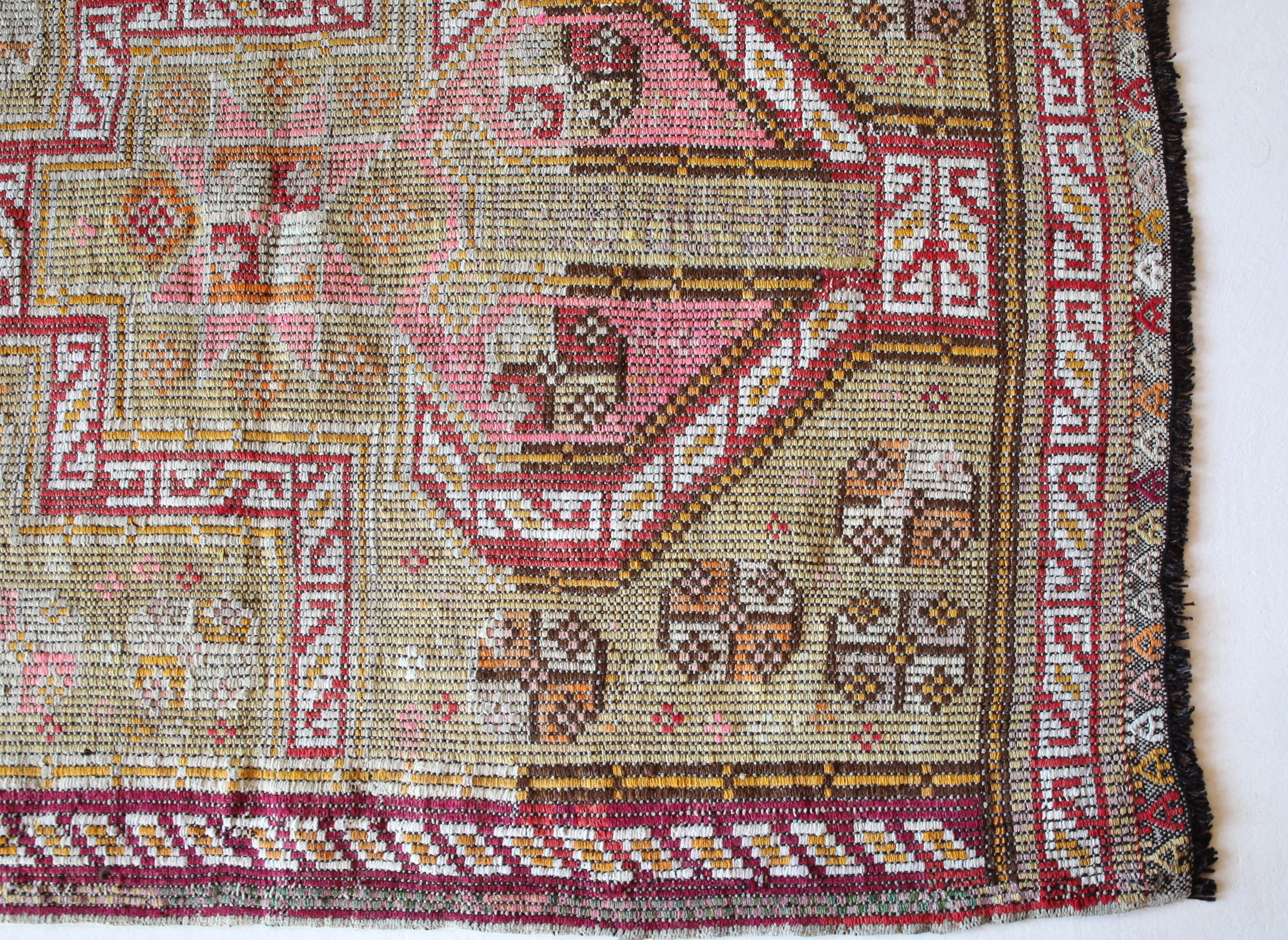 Vintage Mersin Mut Cicim Kilim Rug 3'9"x5'