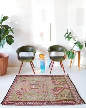 Vintage Mersin Mut Cicim Kilim Rug 3'9"x5'