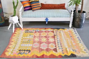 Vintage Milas Bencik Kilim 4.2ftx5.11ft