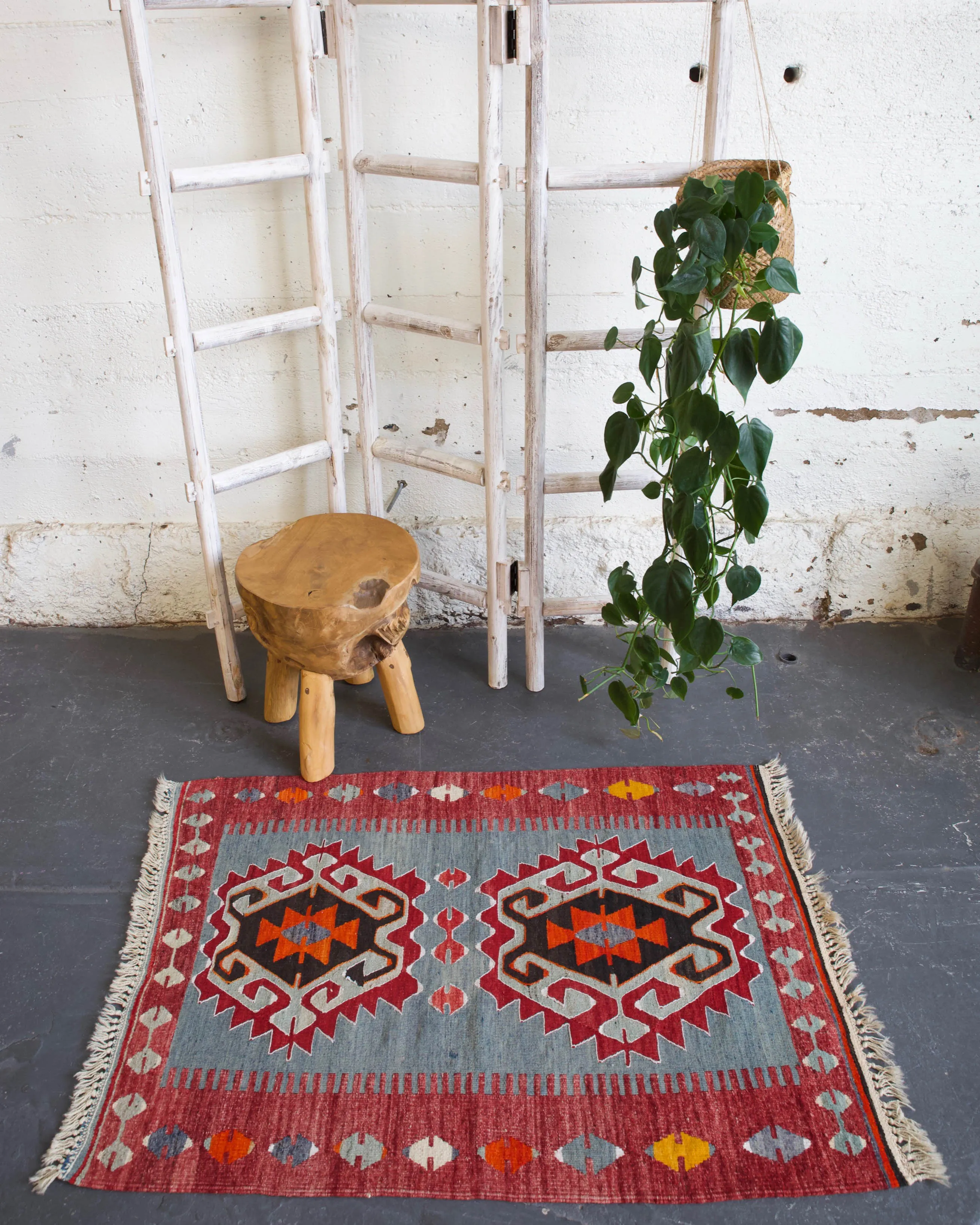 Vintage Mini Turkish Kilim Rug 2'9"x4'