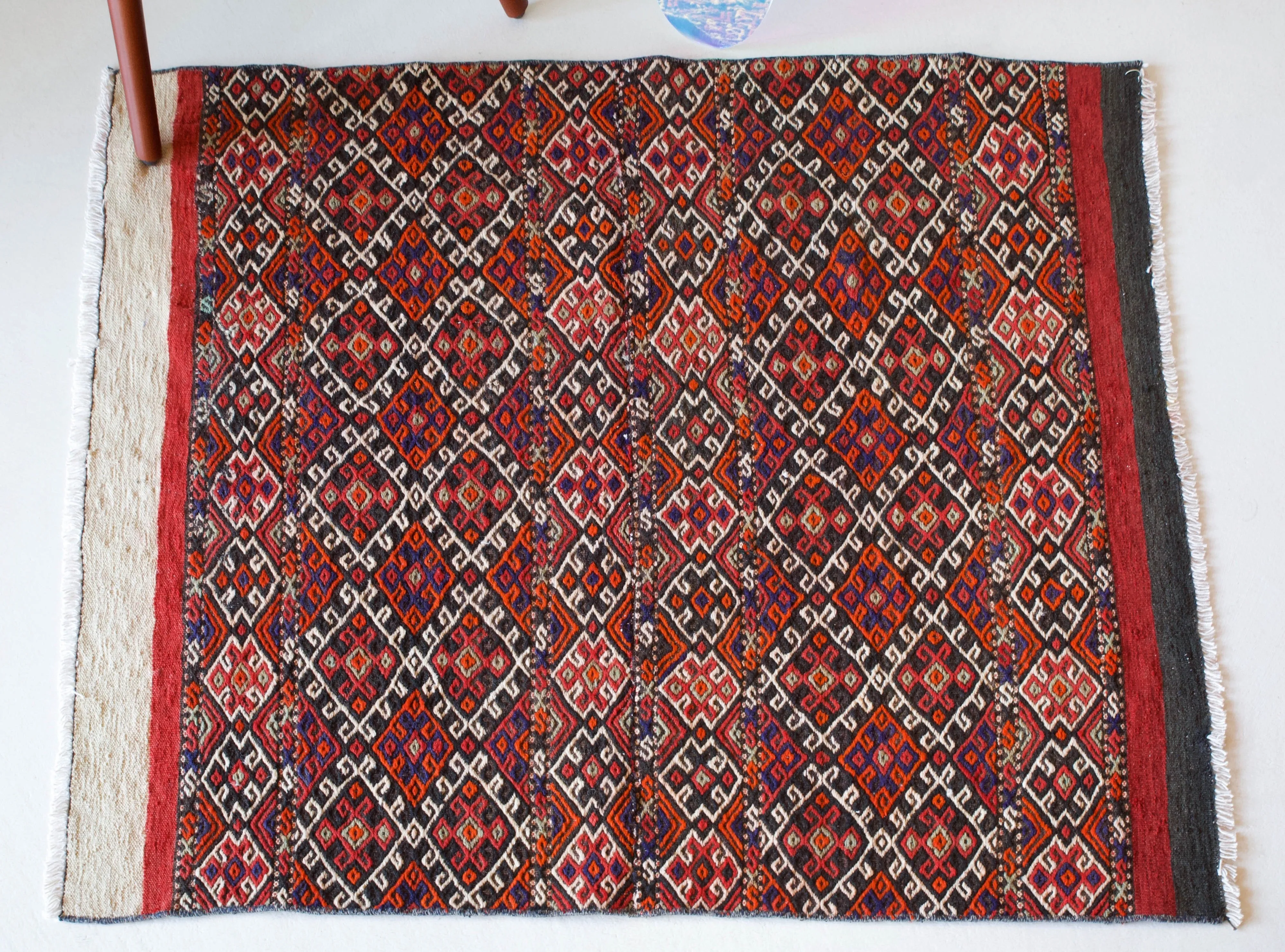 Vintage Mini Turkish Kilim Rug 3'6"x4'