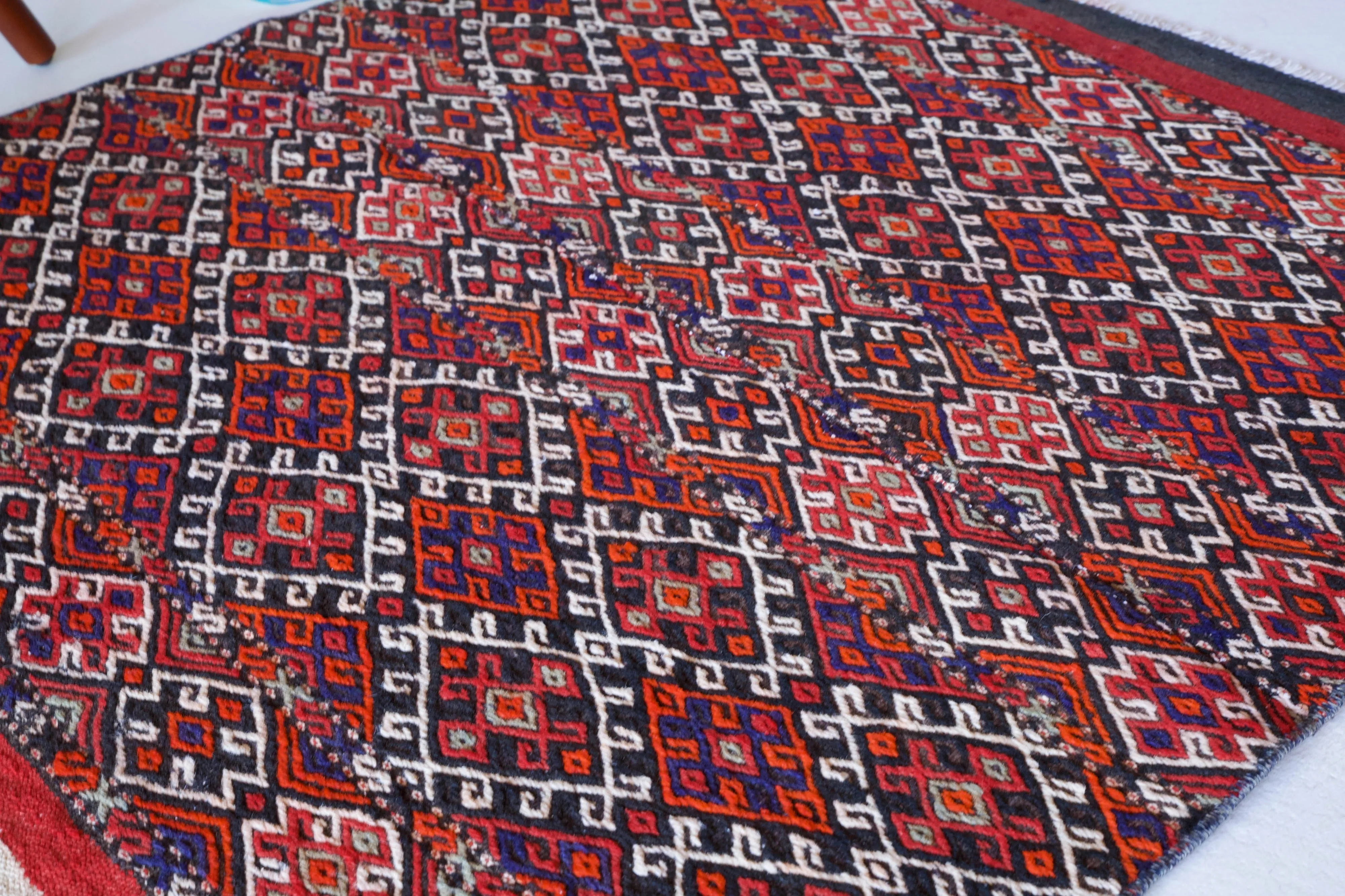 Vintage Mini Turkish Kilim Rug 3'6"x4'