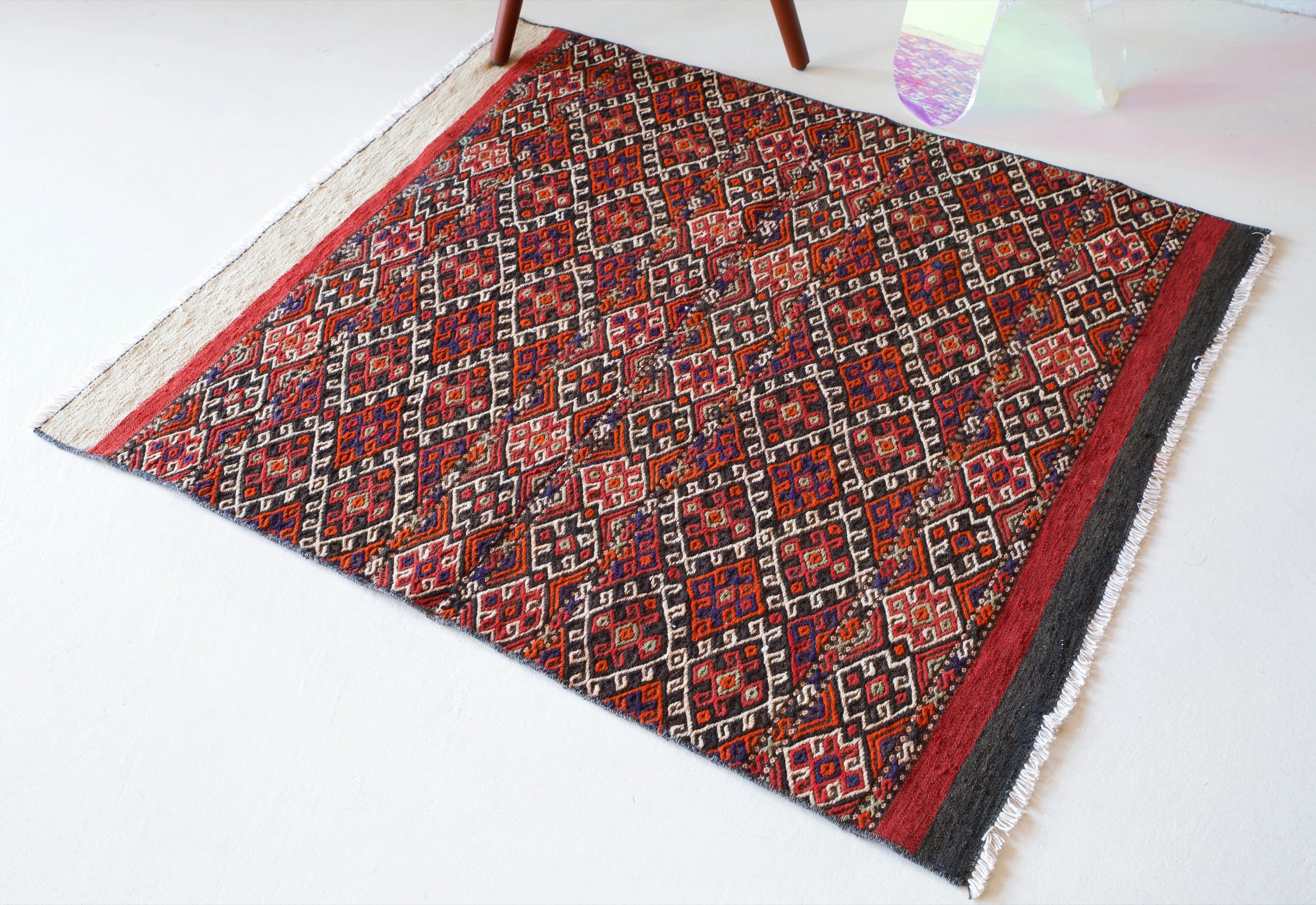 Vintage Mini Turkish Kilim Rug 3'6"x4'