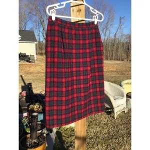 Vintage Pendleton womens a-line wool skirt 10p 10 petite red plaid tartan