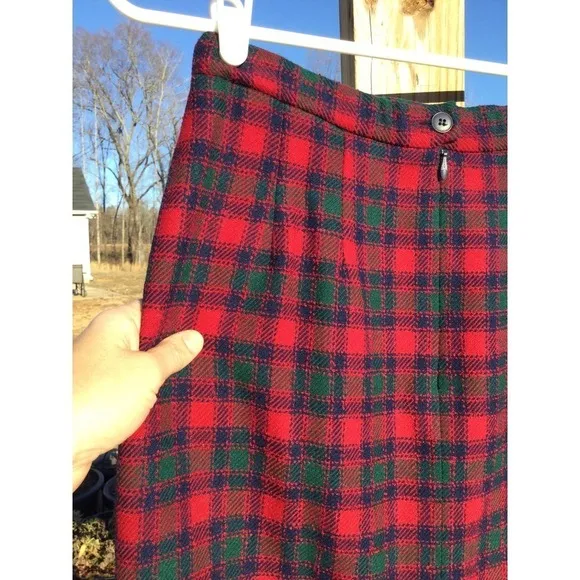 Vintage Pendleton womens a-line wool skirt 10p 10 petite red plaid tartan