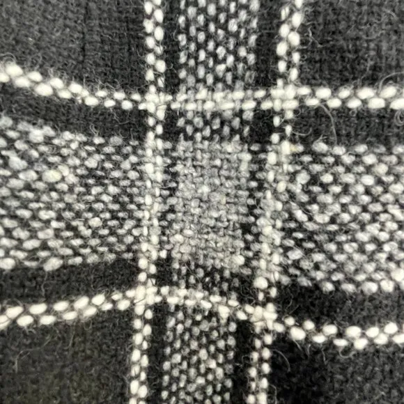 Vintage Talbots Petites Black White Plaid Wool Wrap Fringed Maxi Skirt Size 2P