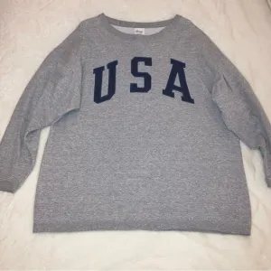 Vintage USA Embroidered Gray Y2K Preppy Fishermen Sweatshirt Oversized Sweater