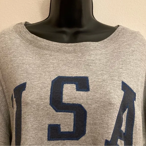 Vintage USA Embroidered Gray Y2K Preppy Fishermen Sweatshirt Oversized Sweater