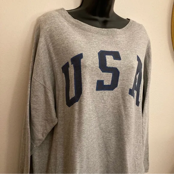 Vintage USA Embroidered Gray Y2K Preppy Fishermen Sweatshirt Oversized Sweater