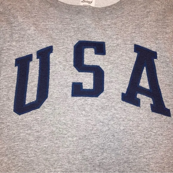 Vintage USA Embroidered Gray Y2K Preppy Fishermen Sweatshirt Oversized Sweater