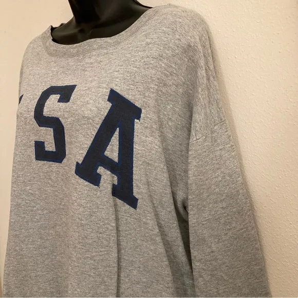 Vintage USA Embroidered Gray Y2K Preppy Fishermen Sweatshirt Oversized Sweater