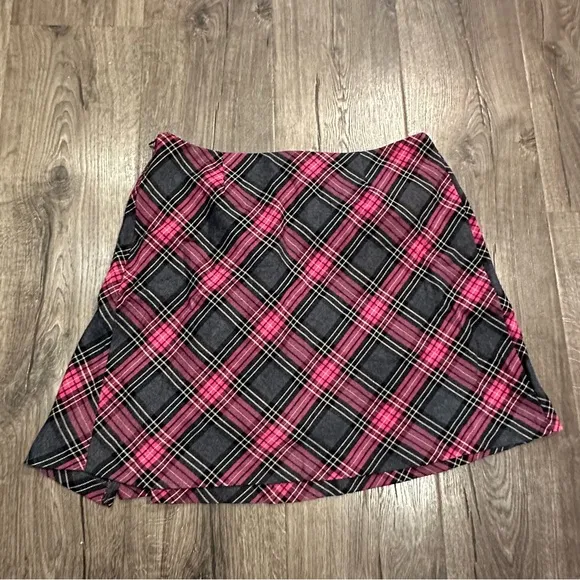 Vintage Y2K Pink &amp; Black Plaid Pleated Goth Mini Skirt Clueless Mean Girls Sz 8