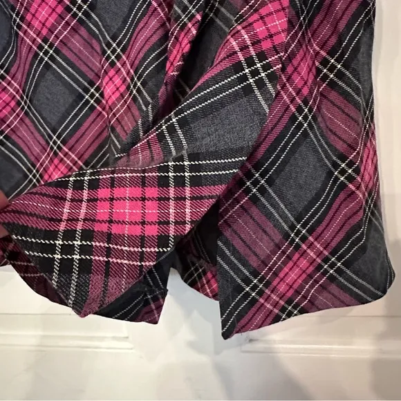 Vintage Y2K Pink &amp; Black Plaid Pleated Goth Mini Skirt Clueless Mean Girls Sz 8