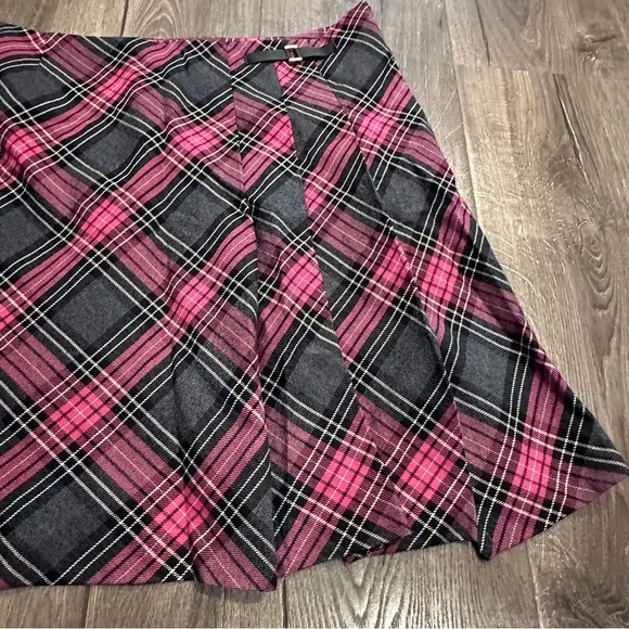 Vintage Y2K Pink &amp; Black Plaid Pleated Goth Mini Skirt Clueless Mean Girls Sz 8