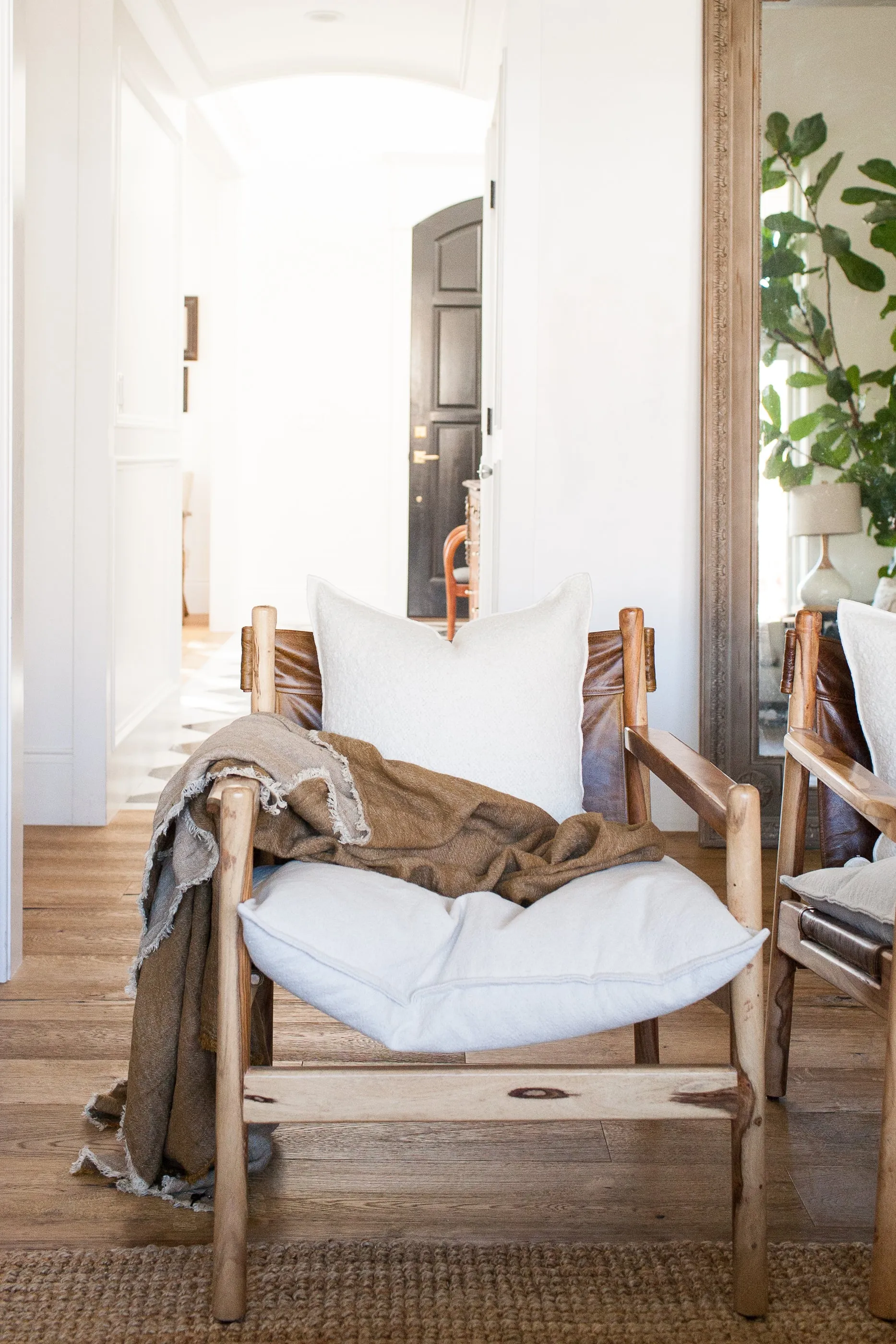 Washed Linen Throw in Havane/Givré