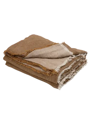 Washed Linen Throw in Havane/Givré