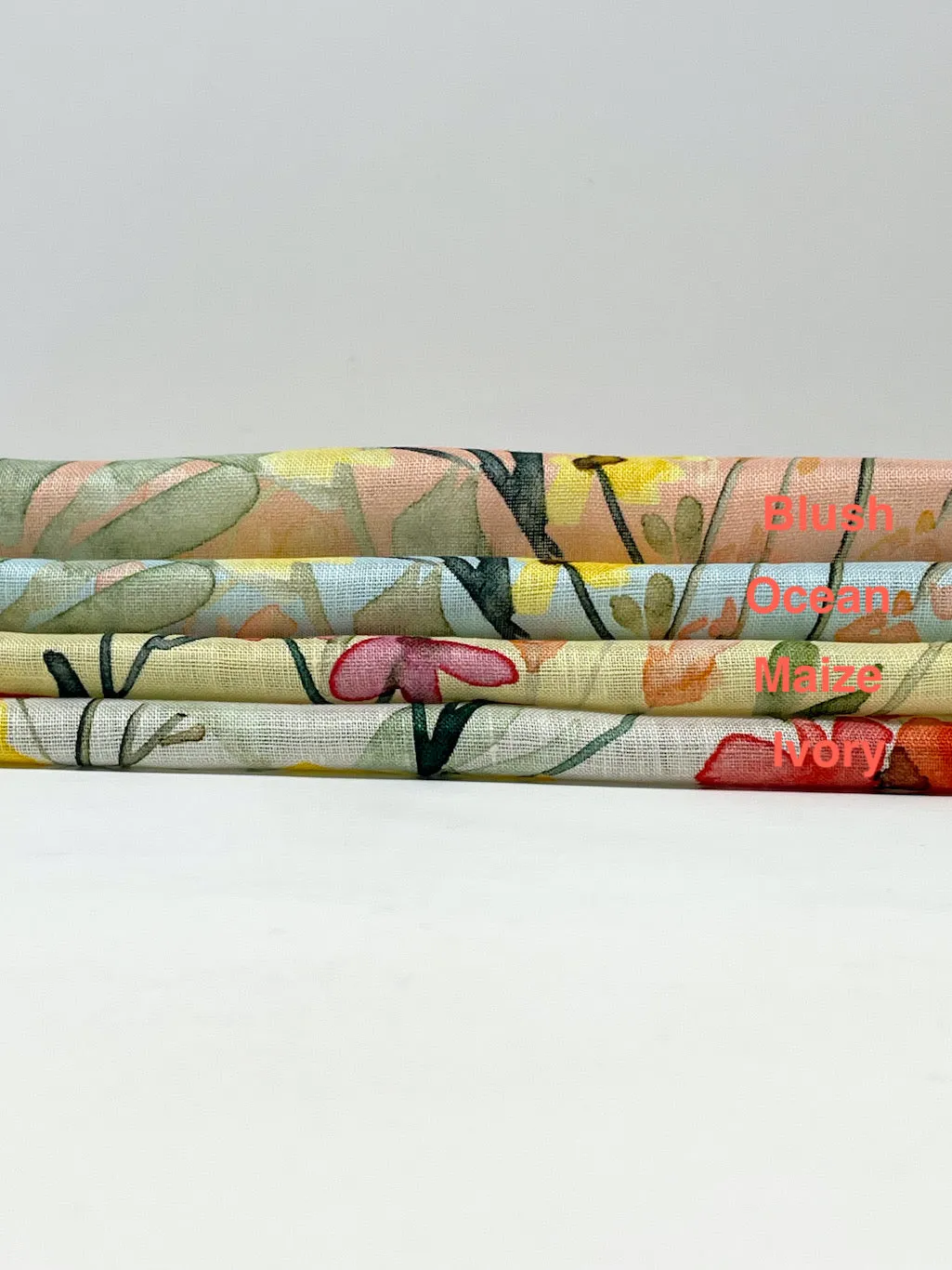Water Color Floral Light Weight 100% Linen Flat Roman Shade, Multi Watercolor Farmhouse Casual Shade Linen/CL1117