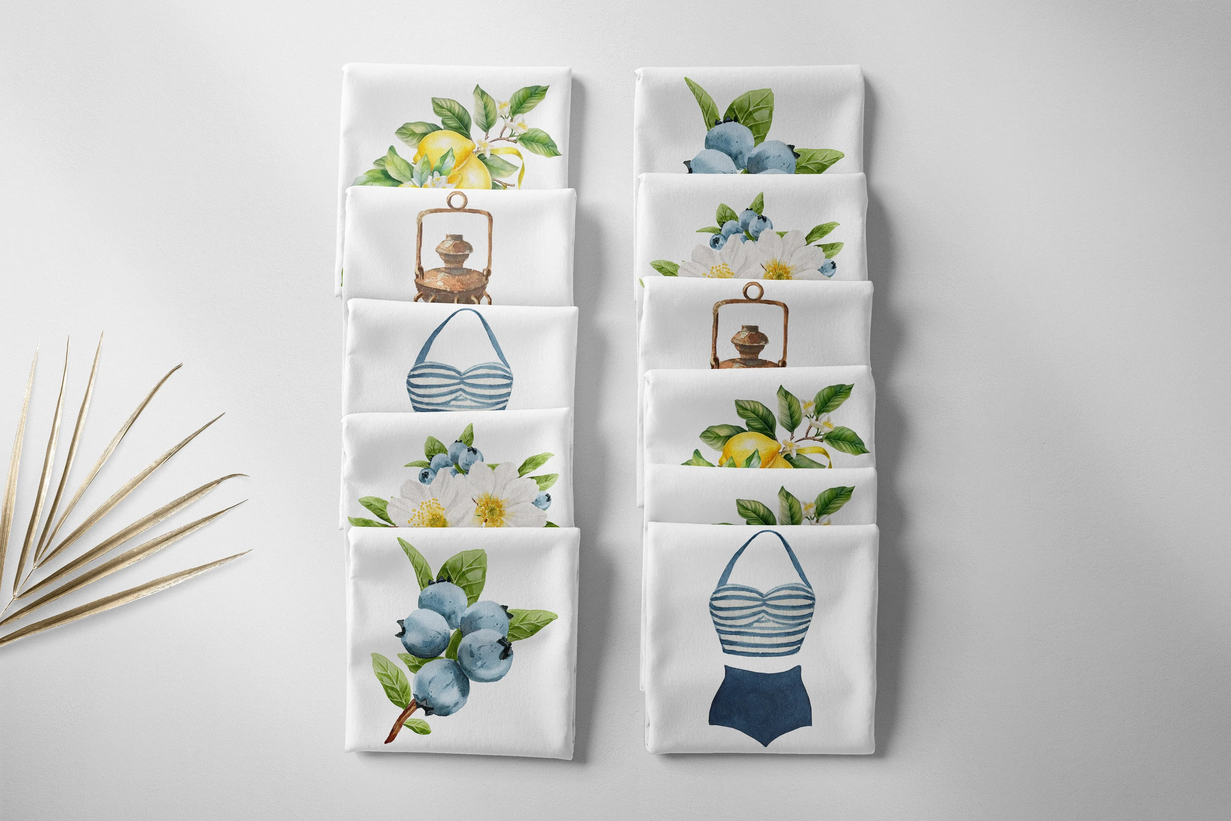 White Flowers cotton Tea Towel | floral kitchen accessories | Preppy Coastal Collection