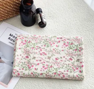 Wide Width Isabel Flower Cotton Linen Gauze Fabric, Quality Korean Fabric, Flowers Linen, 4 Colors, Vintage Look - By the Yard / 54230